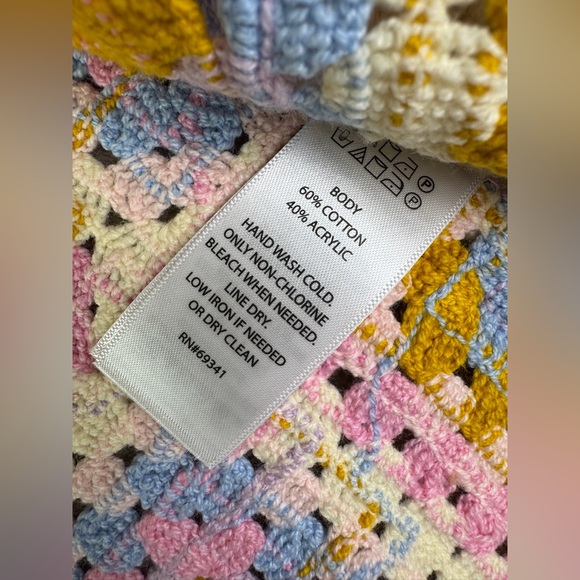 House of Harlow Sweater Vest OS‎ Womens Pastel Crochet Patchwork Grannycore 70s - Picture 7 of 10